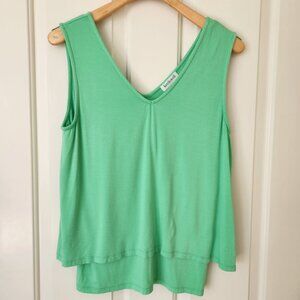 Kettlewell Colours Sleeveless Layered V-Neck Lime Green Tank Top Casual Spring